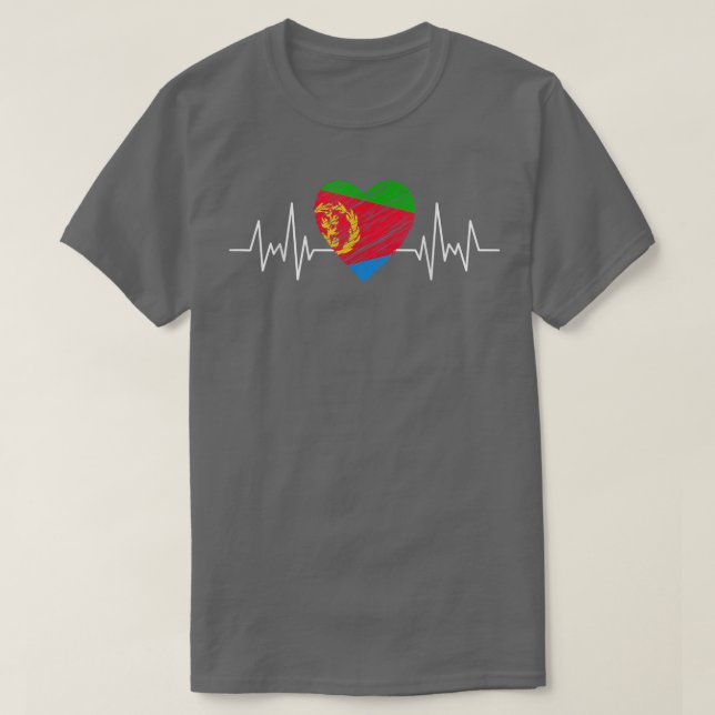 Flagge Eritreas mit Herzschlag als Grunge Eritreer T-Shirt (Design vorne)