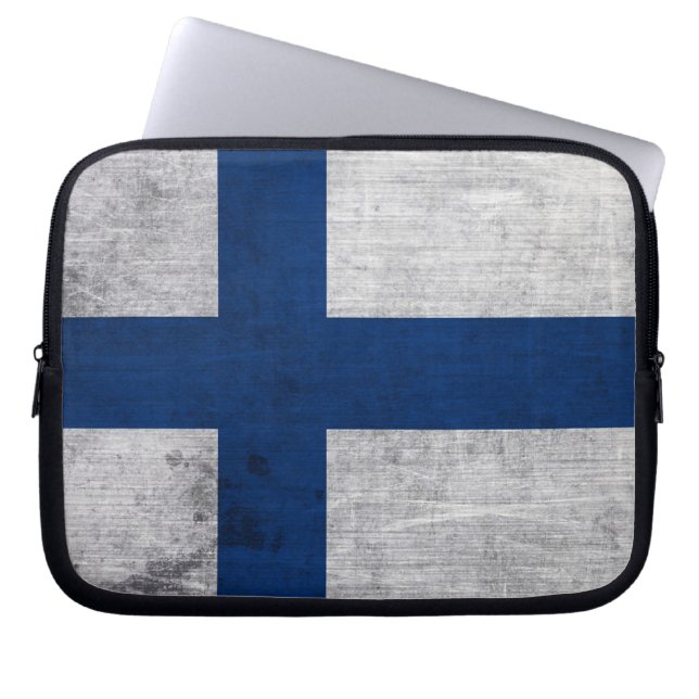Flagge Finnlands Grunge Laptopschutzhülle (Vorderseite)