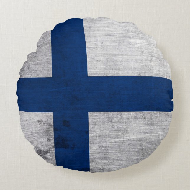 Flagge Finnlands Grunge Rundes Kissen (Vorderseite)
