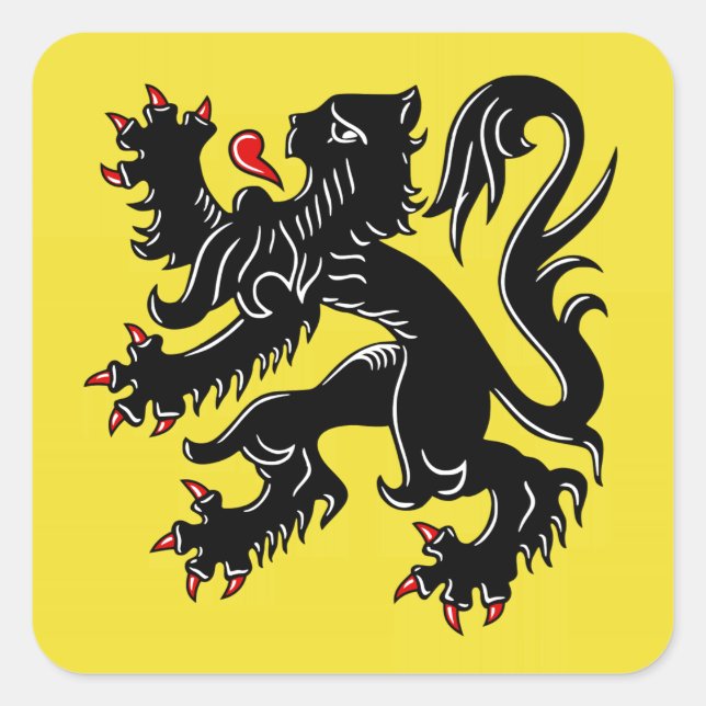 Flagge Flanderns (Belgien) Quadratischer Aufkleber (Vorderseite)