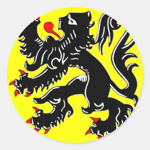 Flagge Flanderns, Belgien Runder Aufkleber
