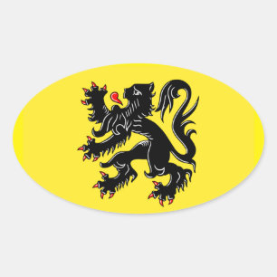 Flagge Flanderns Ovaler Aufkleber