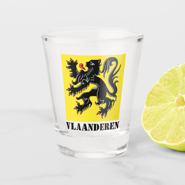 Flagge Flanderns Schnapsglas (Vorderseite)