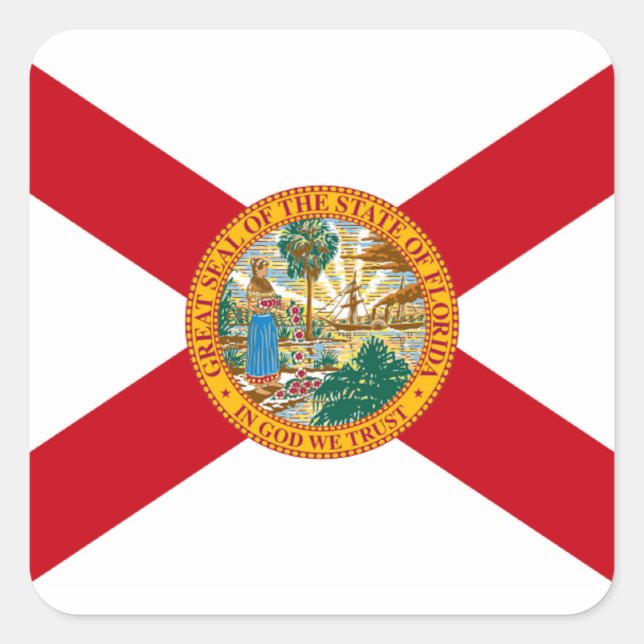 Flagge Floridas Quadratischer Aufkleber (Vorderseite)