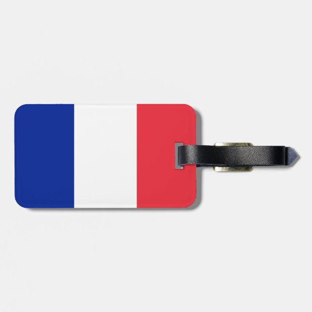 Flagge Frankreich Gepäckmarke mit Ledergurt Gepäckanhänger (Rückseite horizontal)