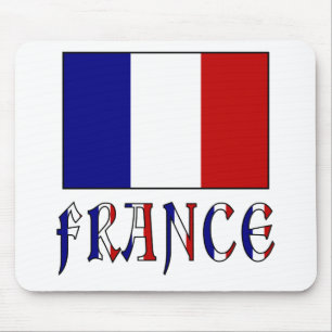 Flagge Frankreichs mit farbigem Namen Mousepad