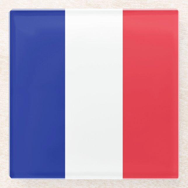 Flagge Frankreichs Tricolore Glasuntersetzer (Vorderseite)