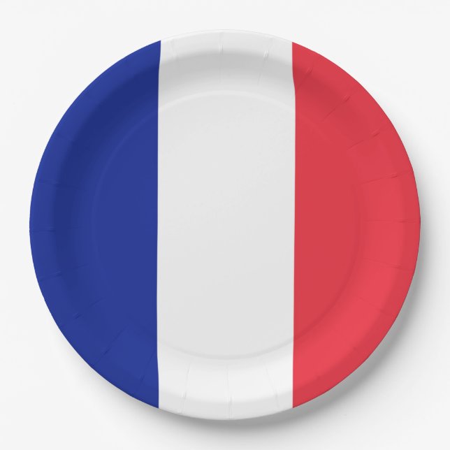 Flagge Frankreichs Tricolore Pappteller (Vorderseite)