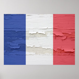 Flagge Frankreichs verwittert Poster