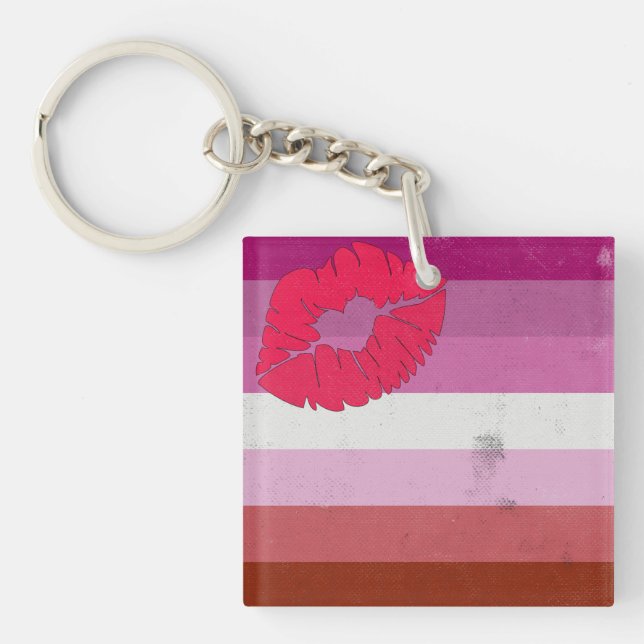 Flagge für Lesben (Lipstick) Schlüsselanhänger (Vorderseite)
