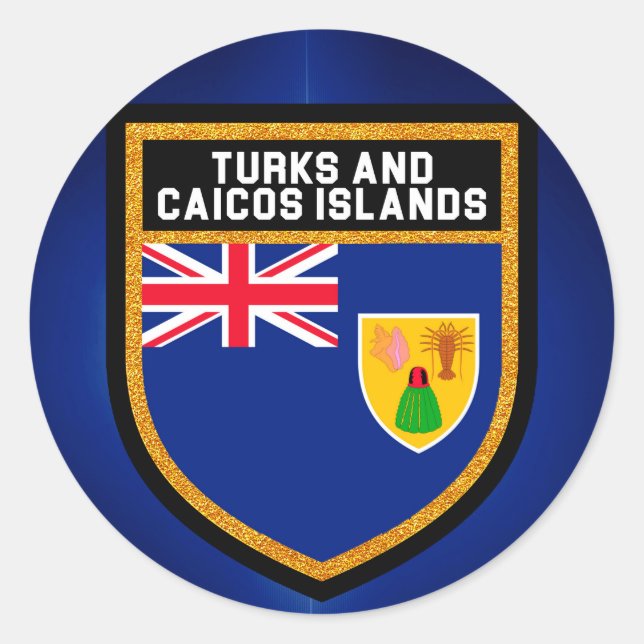 Flagge für Turks und Caicos Runder Aufkleber (Vorderseite)