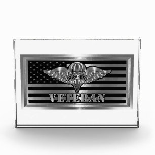 Flagge für Veteranen der Fallschirmgerätewartung Fotoblock