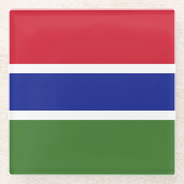 Flagge Gambias Glasuntersetzer (Vorderseite)