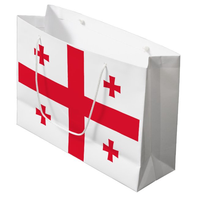 Flagge Georgias Große Geschenktüte (Vorderseite Schrägansicht)