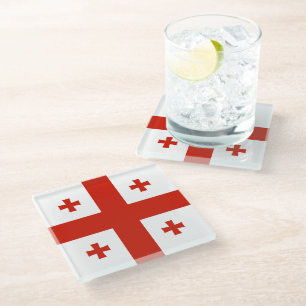 Flagge Georgiens Glasuntersetzer