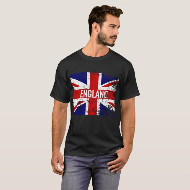 Flagge Gewerkschafts-Jack beunruhigte Englands T-Shirt (Vorne ganz)