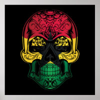 Flagge Ghana für den Schädel und die Rose