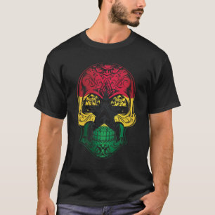 Flagge Ghana für den Schädel und die Rose T-Shirt