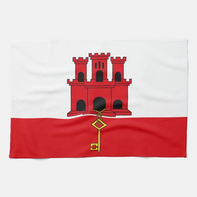 Flagge Gibraltars Geschirrtuch (Horizontal)
