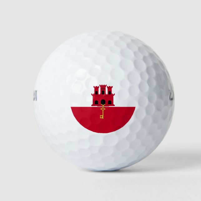 Flagge Gibraltars Golfball (Vorderseite)