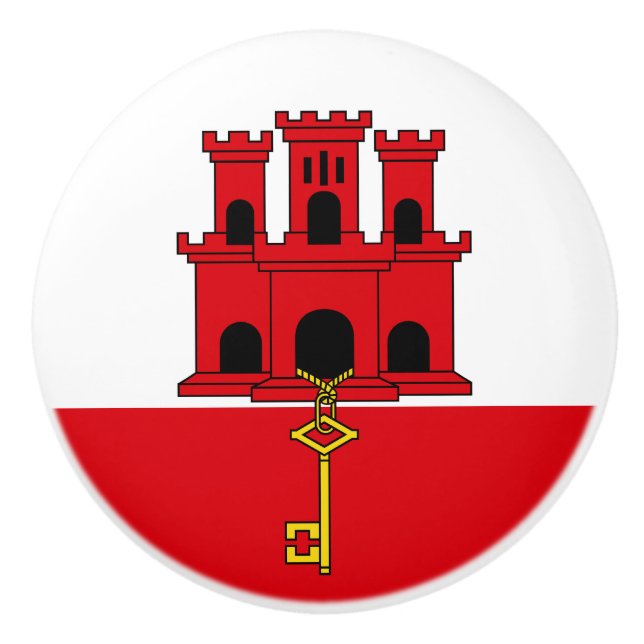 Flagge Gibraltars Keramikknauf (Vorderseite)