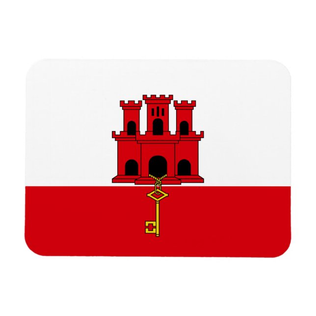 Flagge Gibraltars Magnet (Horizontal)