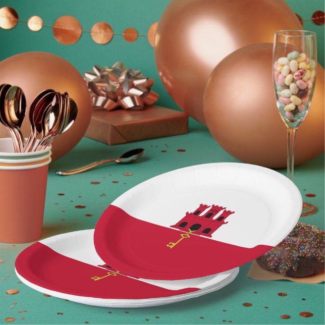 Flagge Gibraltars Pappteller (Multi)