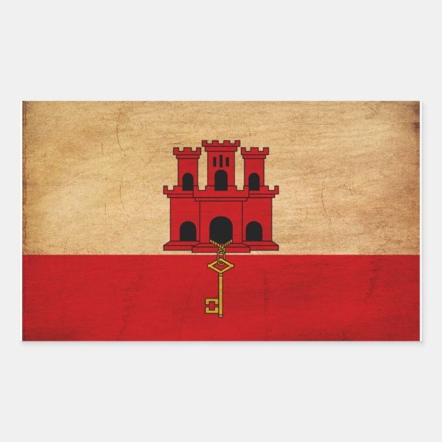 Flagge Gibraltars Rechteckiger Aufkleber (Vorderseite)