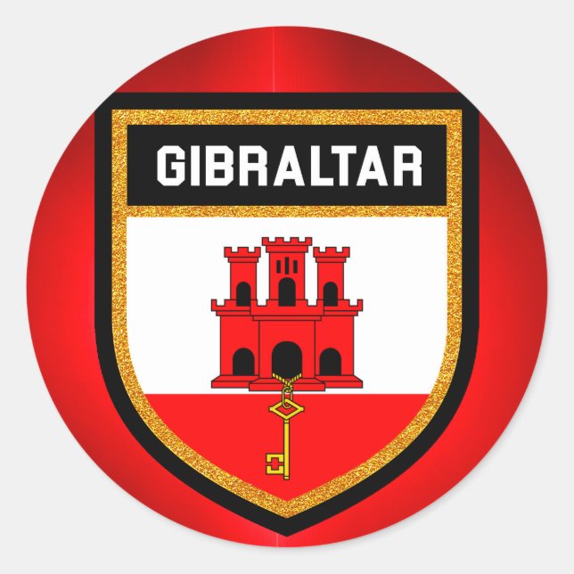 Flagge Gibraltars Runder Aufkleber (Vorderseite)