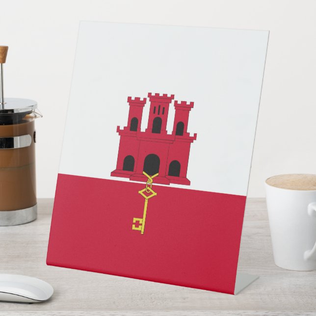 Flagge Gibraltars Sockelschild (In Situ)