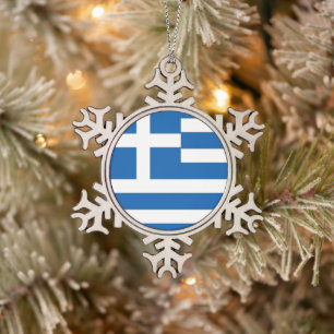 Flagge Griechenlands Griechische Flagge Schneeflocken Zinn-Ornament