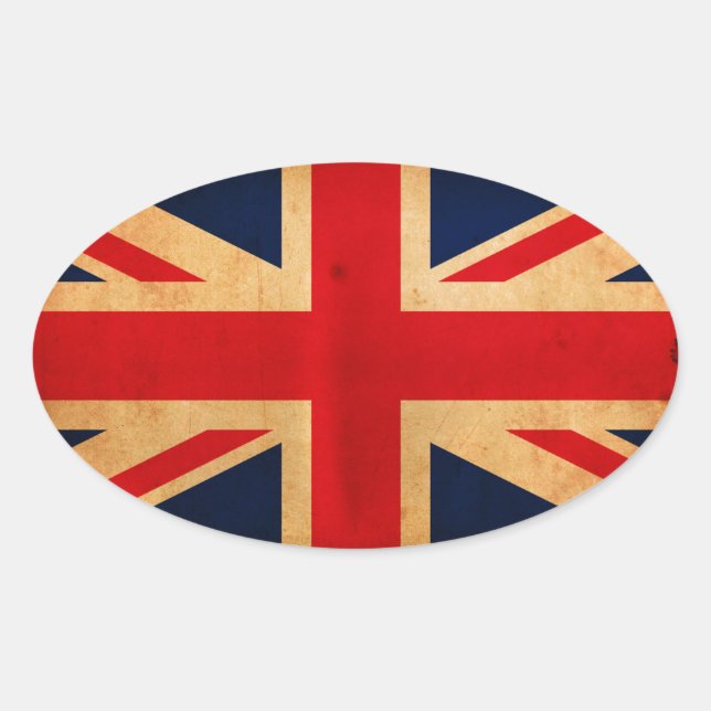 Flagge Großbritanniens Ovaler Aufkleber (Vorderseite)