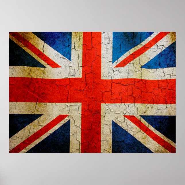 Flagge Grunge Großbritannien Poster (Vorne)