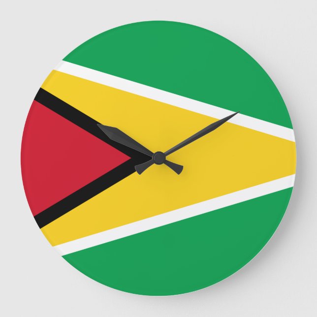 Flagge Guyanas (Guyana) Große Wanduhr (Vorderseite)