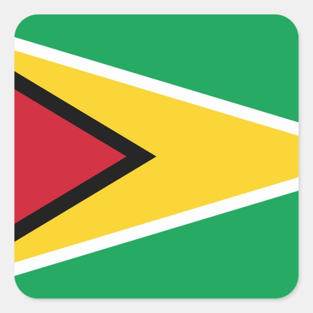 Flagge Guyanas (Guyana) Quadratischer Aufkleber (Vorderseite)