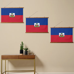 Flagge Haitis Wandteppich Mit Holzrahmen