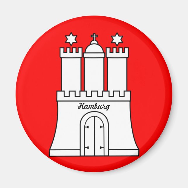 Flagge Hamburg Magnet (Vorne)