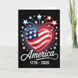 Flagge Herz 1776 2026 4. Juli 250. Geburtstag _1 Karte