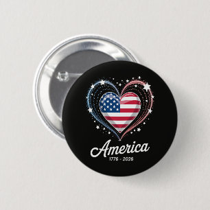 Flagge Herz 1776 2026 4. Juli 250. Geburtstag Button
