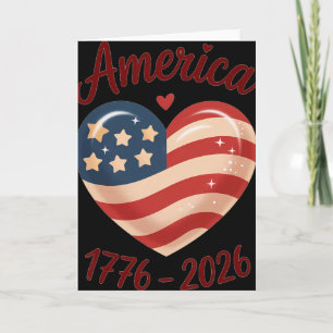 Flagge Herz 1776 2026 4. Juli 250. Geburtstag Karte