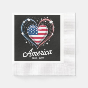 Flagge Herz 1776 2026 4. Juli 250. Geburtstag Serviette