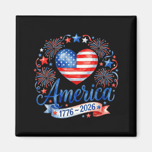 Flagge Herz Amerika 1776 2026 lustig 4. Juli Magnet
