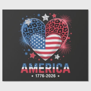 Flagge Herz Leopard 1776 2026 4. Juli Geschenkpapier