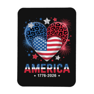 Flagge Herz Leopard 1776 2026 4. Juli Magnet