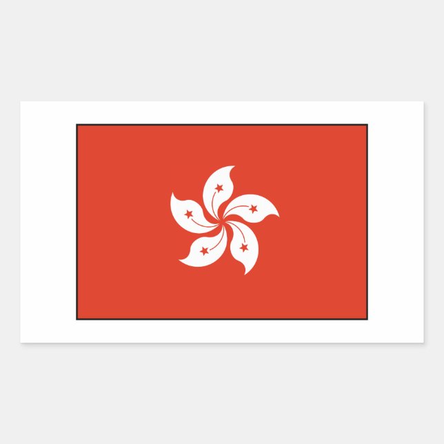 Flagge Hongkong Rechteckiger Aufkleber (Vorderseite)