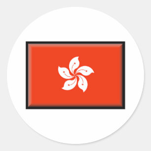 Flagge Hongkong Runder Aufkleber
