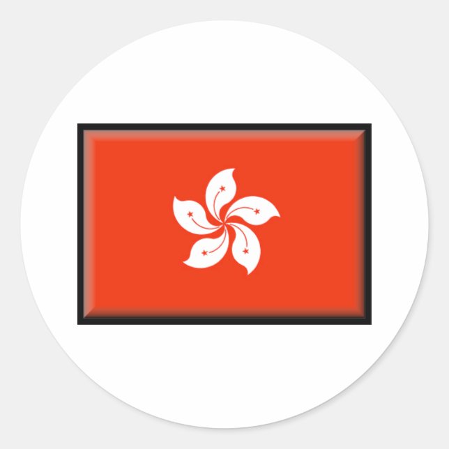 Flagge Hongkong Runder Aufkleber (Vorderseite)