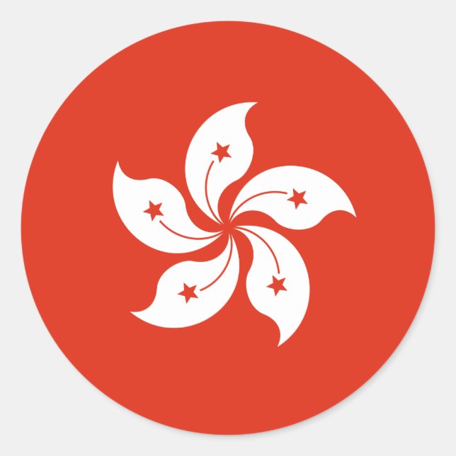 Flagge Hongkong Runder Aufkleber (Vorderseite)