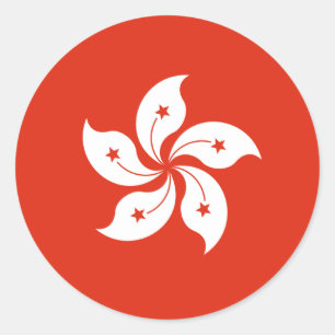 Flagge Hongkong Runder Aufkleber