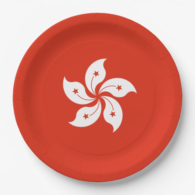 Flagge Hongkongs Pappteller (Vorderseite)